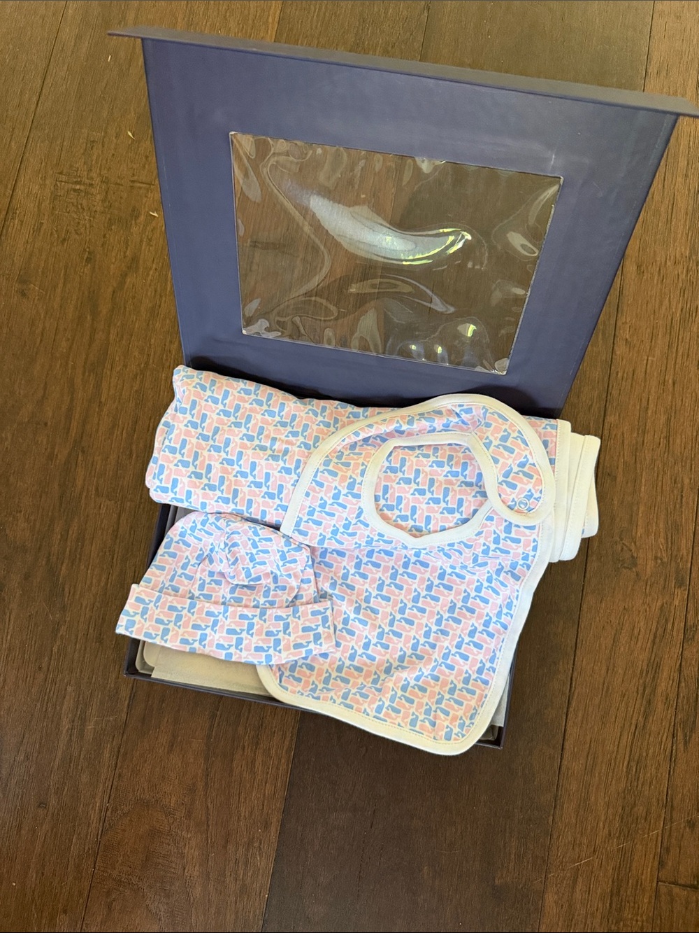 Vineyard Vines Pink and Blue Whale Print Baby Gift Set